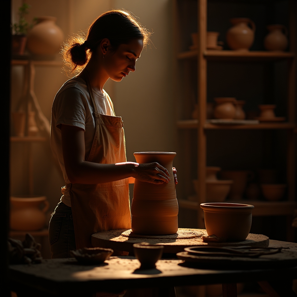 Pracownia ceramiczna – dłonie formujące glinę